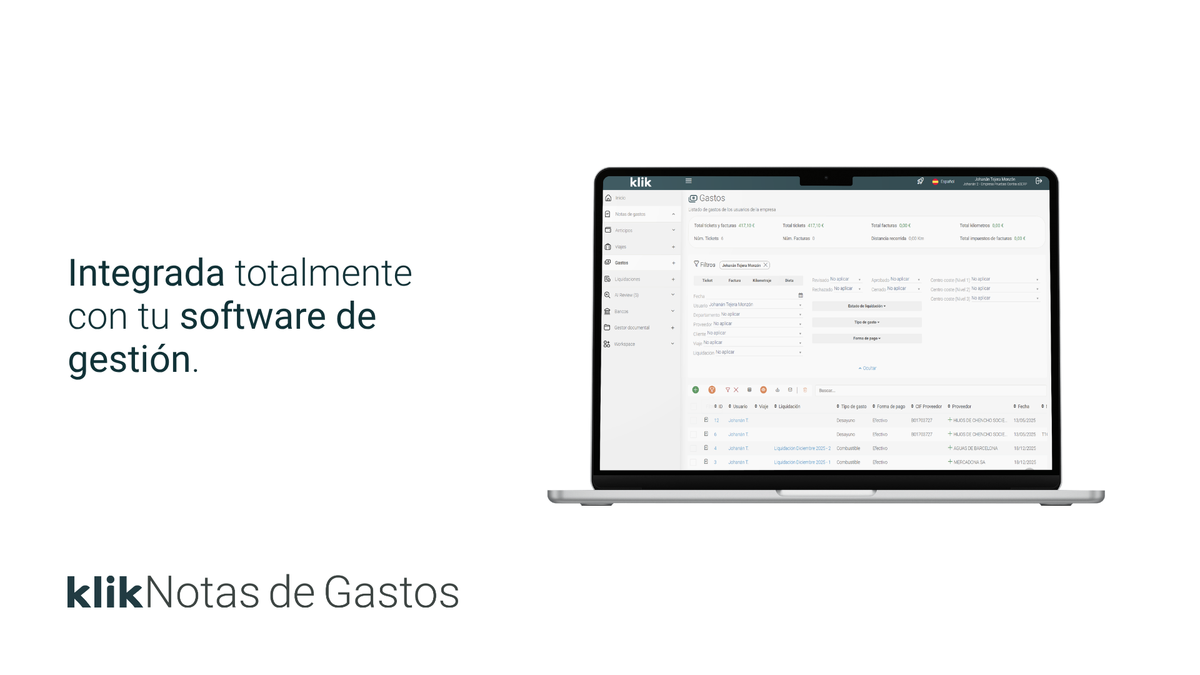 Klik Notas de gastos con a3ERP